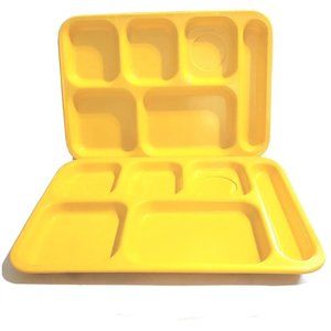 Dallas Ware Vintage Lot 2 Yellow Melamine 6 compartment Food Trays Child Pinic